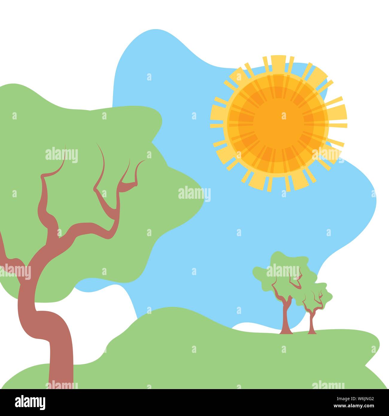 trees plants nature in landscape vector illustration design Stock ...