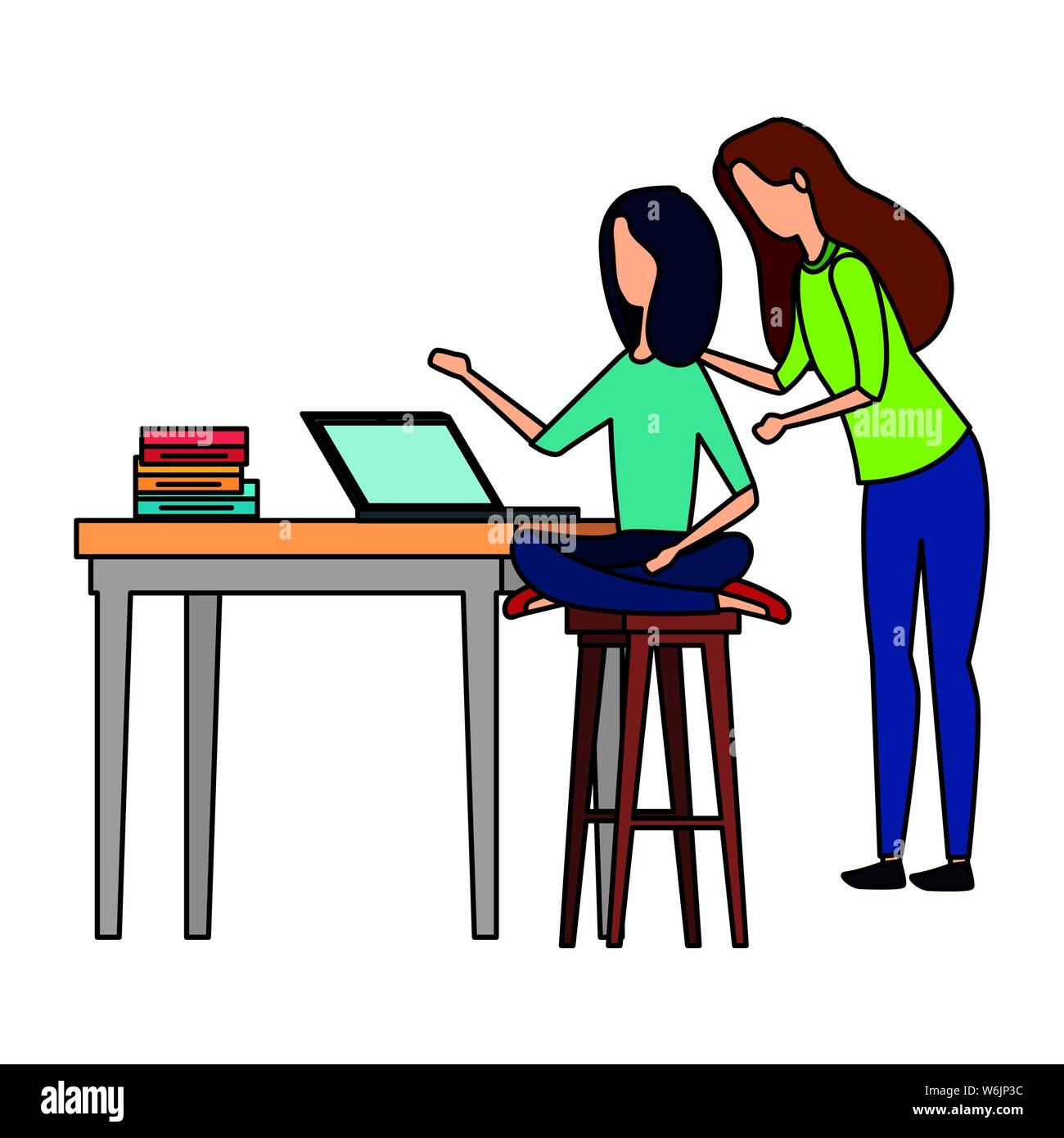 elegant businesswomen working with laptop Stock Vector Image & Art - Alamy