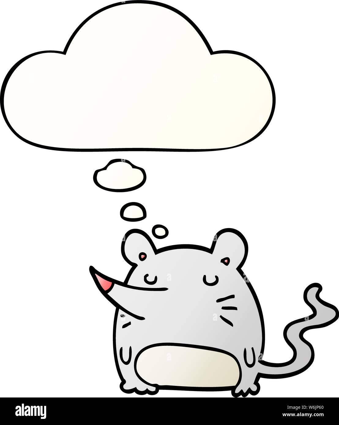 cartoon mouse with thought bubble in smooth gradient style Stock Vector