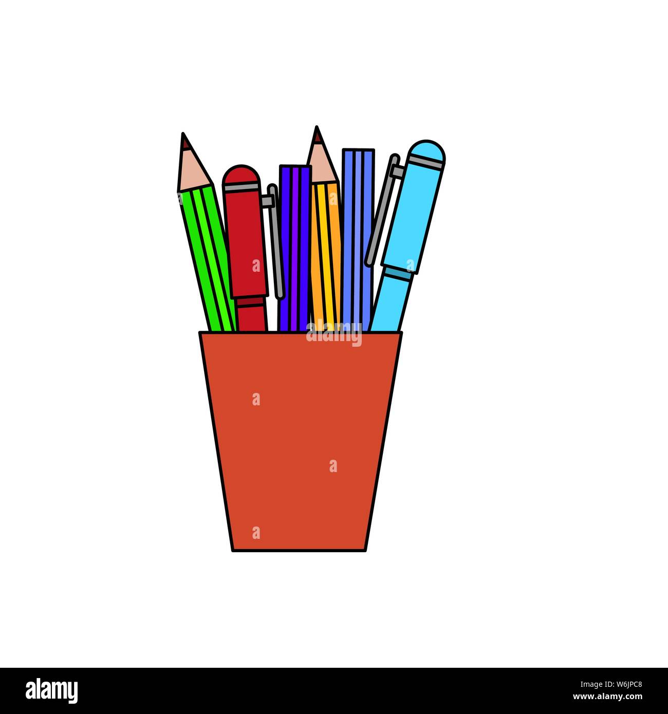 pencils holder office device icon Stock Vector Image & Art - Alamy