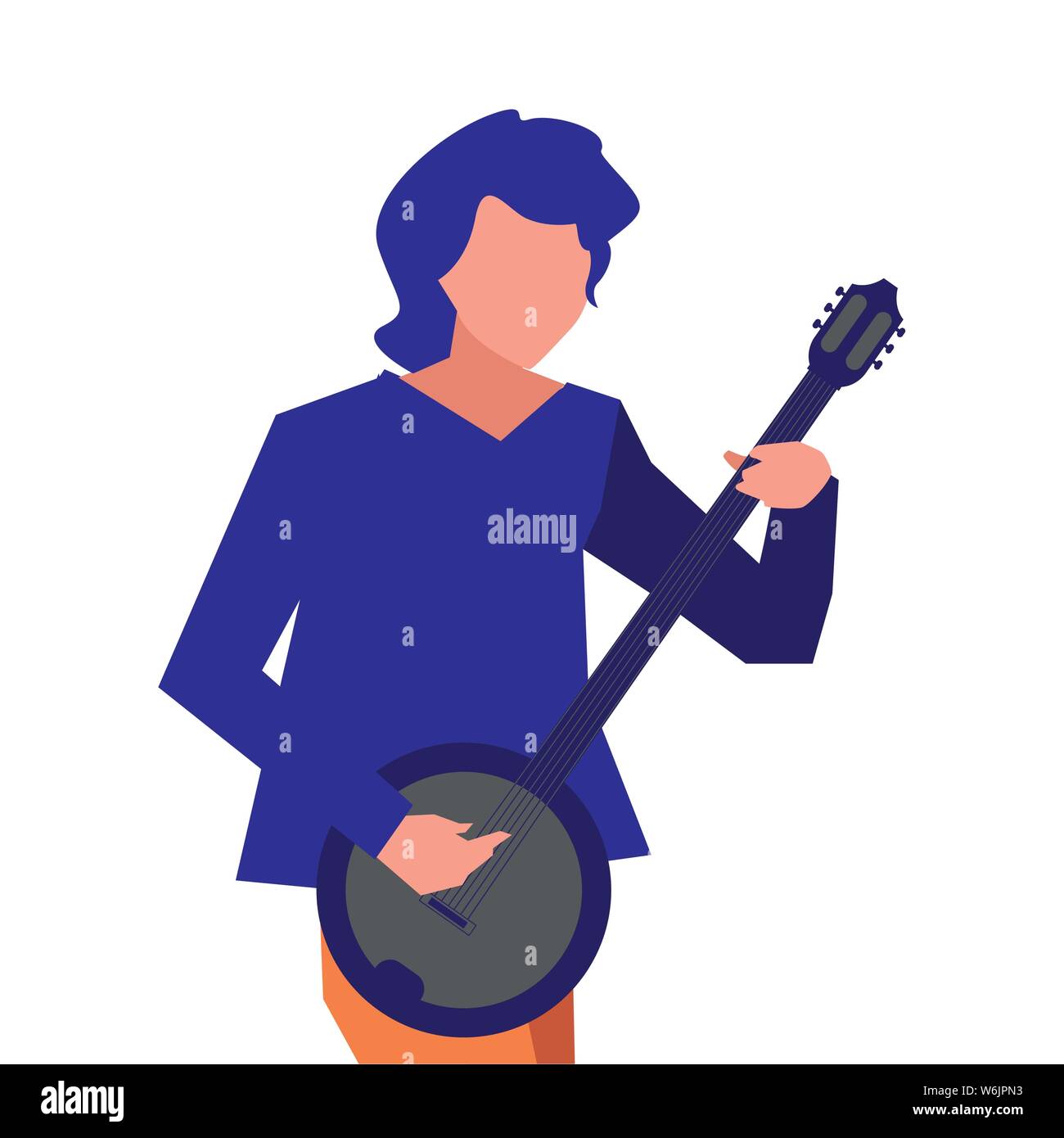 musician man banjo playing instrument design vector illustration Stock