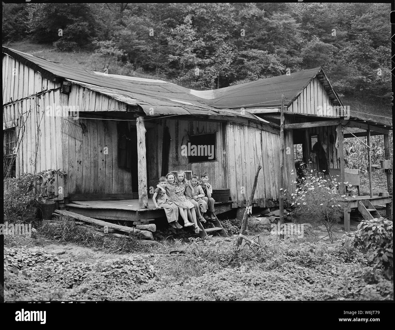One of houses rented to miners in this mine. P V & K Coal Company, Clover Gap Mine, Lejunior, Harlan County, Kentucky. Stock Photo