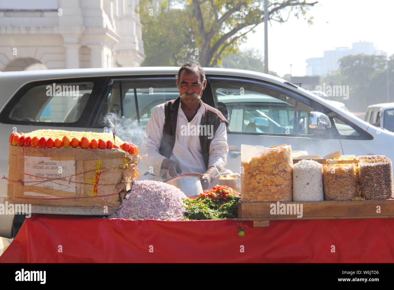 Street seller selling bhelpuri Stock Photo