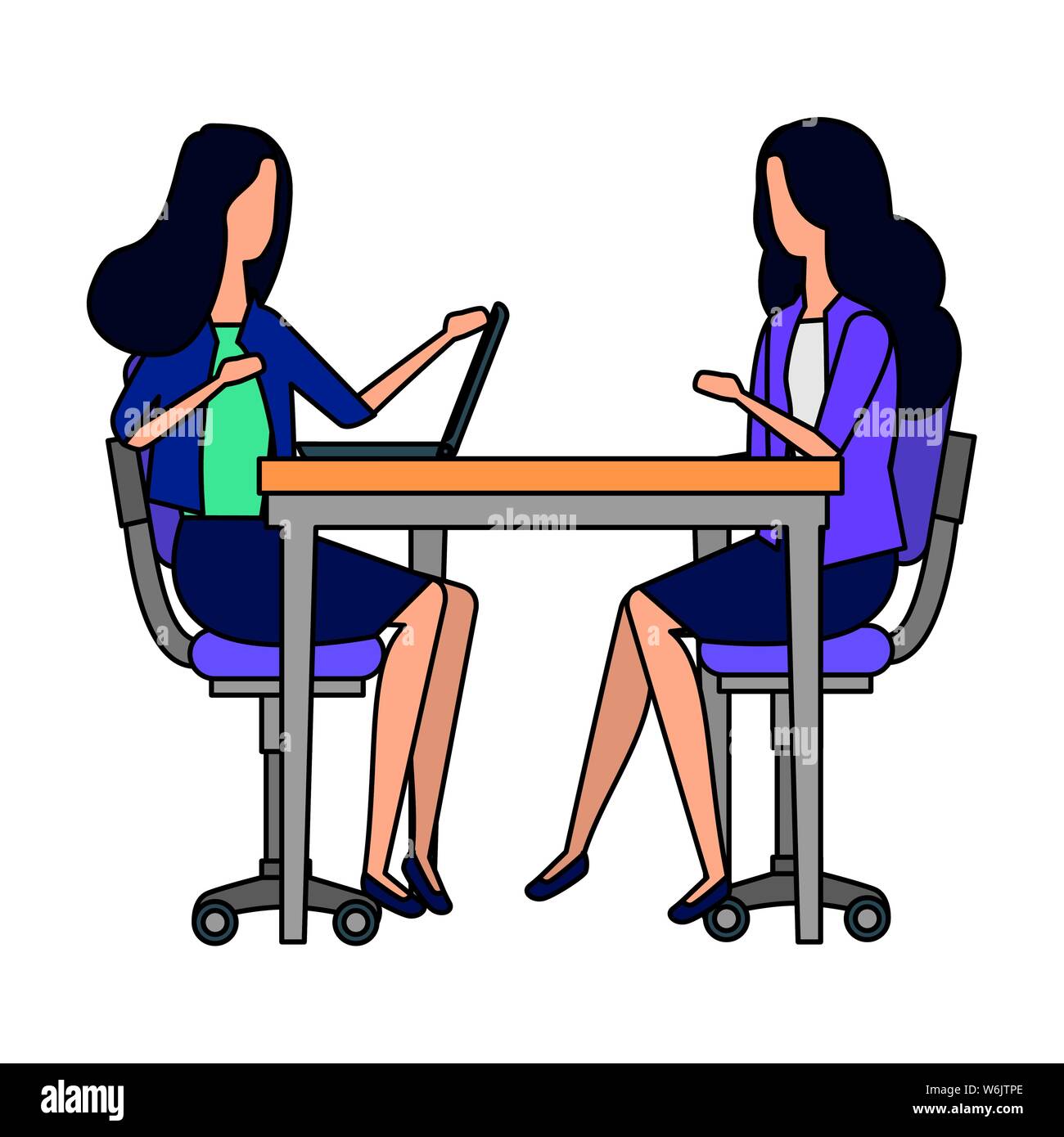 elegant businesswomen working with laptop Stock Vector Image & Art - Alamy