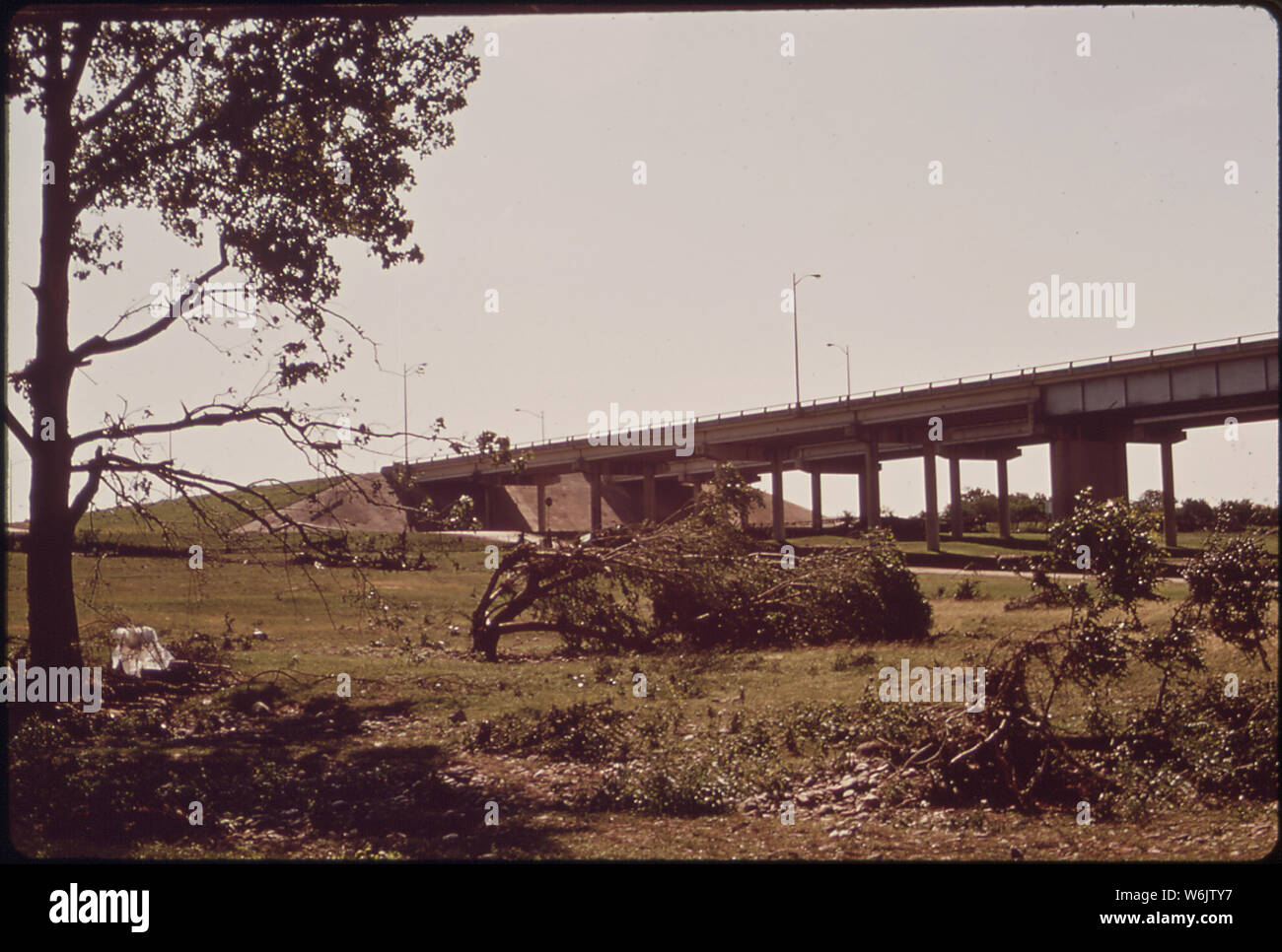 PART OF WIDESPREAD DAMAGE CAUSED BY FLOODING OF GUADALUPE RIVER Stock ...