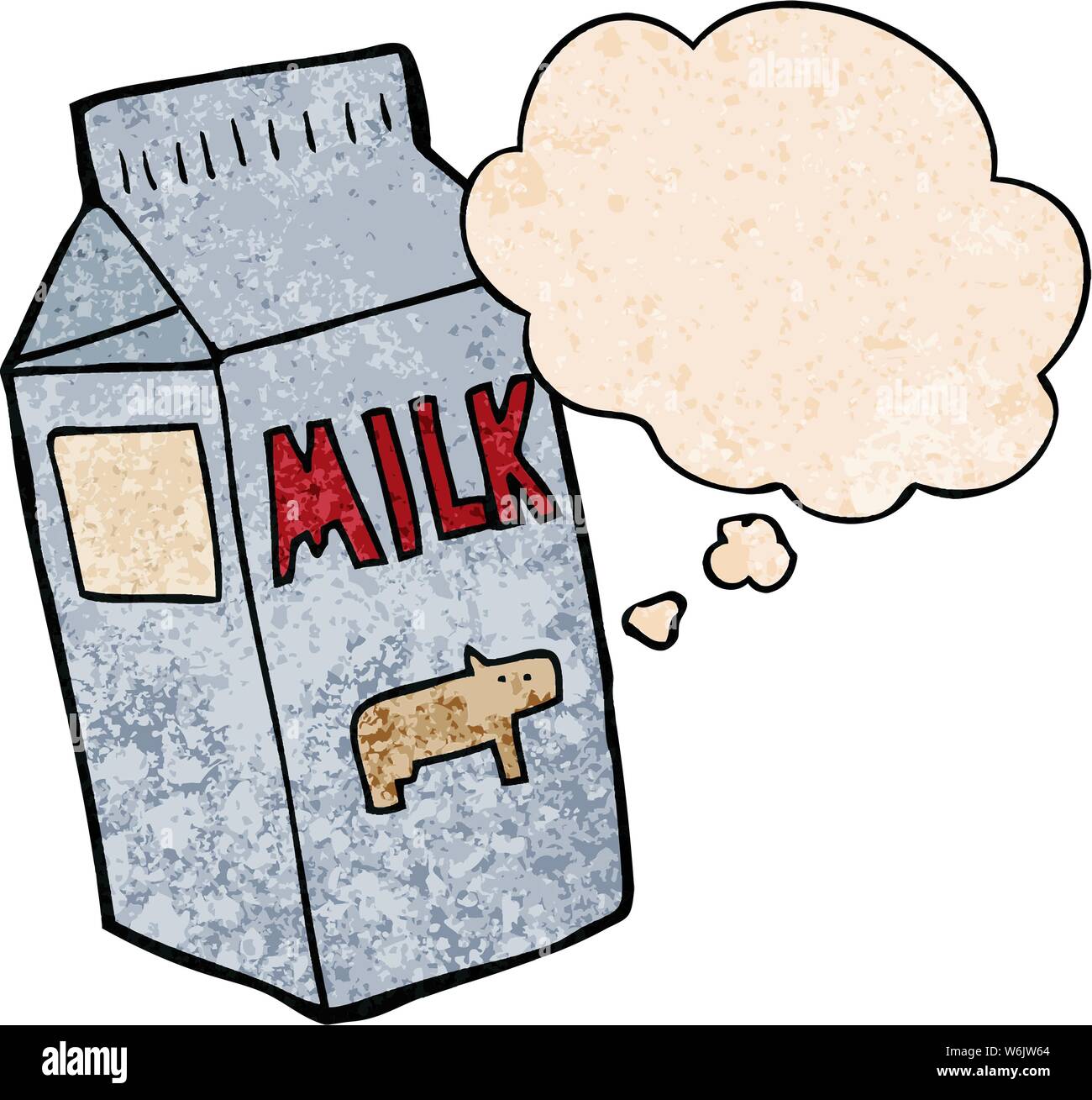 Cartoon Milk Carton With Thought Bubble In Grunge Texture Style Stock Vector Image And Art Alamy