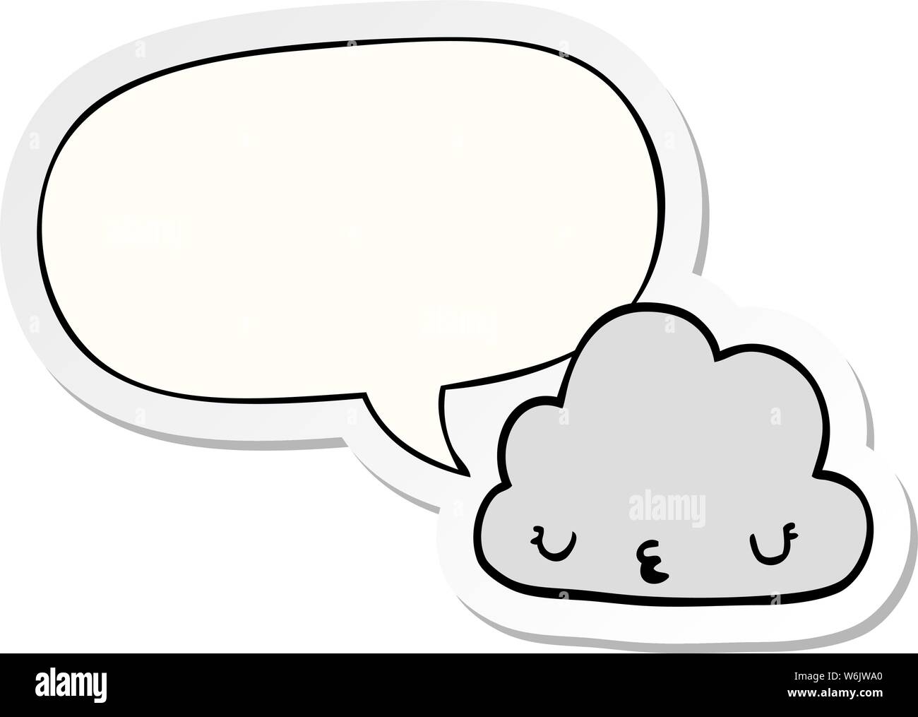 cute cartoon cloud with speech bubble sticker Stock Vector Image & Art ...