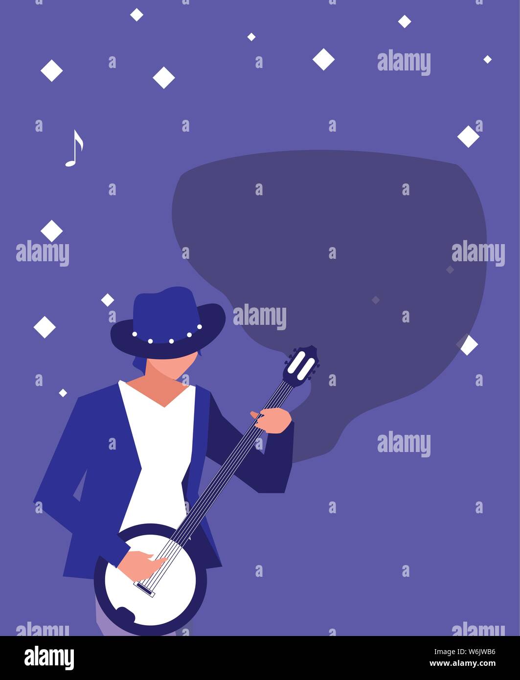 musician man banjo playing instrument vector illustration Stock Vector