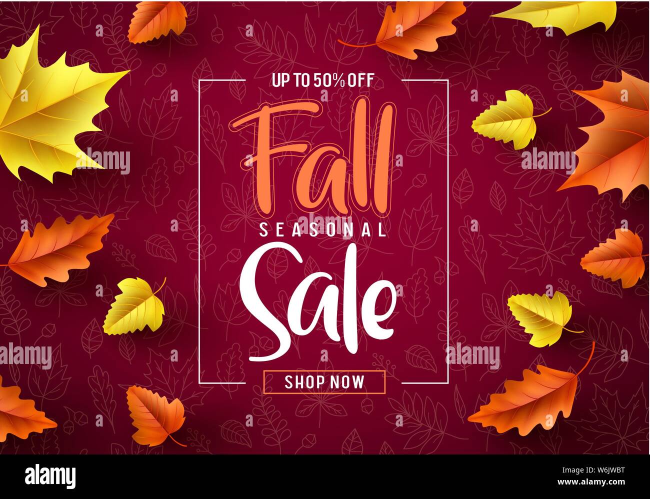 Fall Sale Script Fall sale seasonal vector banner. Fall season sale text typography with ...