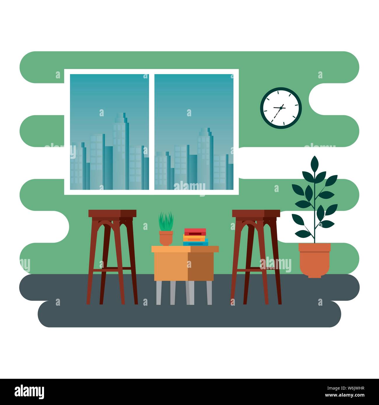 office places scenes with laptop Stock Vector