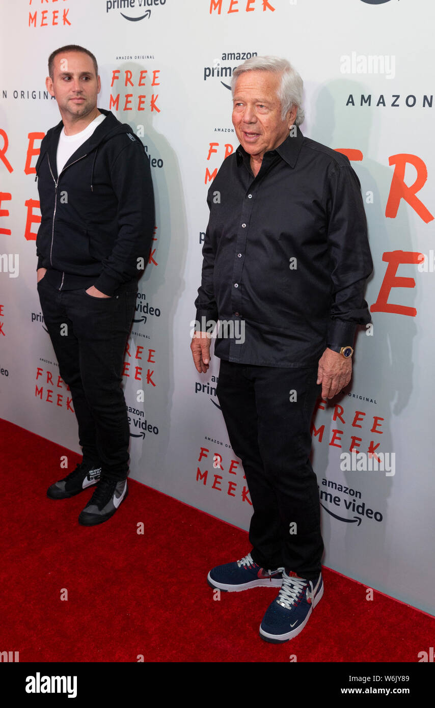 New York, NY - August 1, 2019: Michael Rubin and Robert Kraft attend Amazon Studios documentary Free Meek premiere at Ziegfeld ballroom Stock Photo