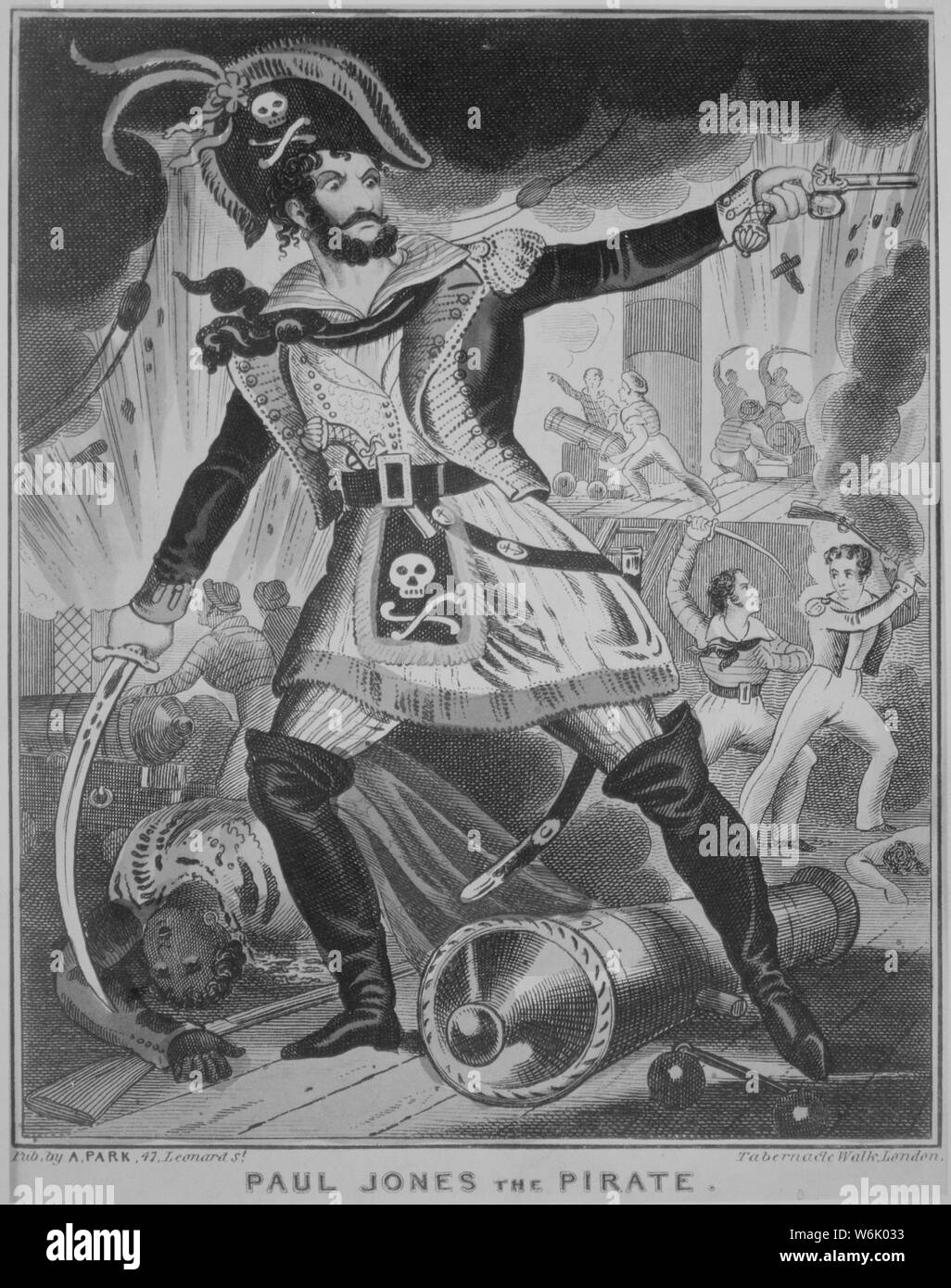 Paul Jones the Pirate. caricature of John Paul Jones. Copy of engraving, circa 1779., 1942 - 1946; General notes:  Use War and Conflict Number 46 when ordering a reproduction or requesting information about this image. Stock Photo