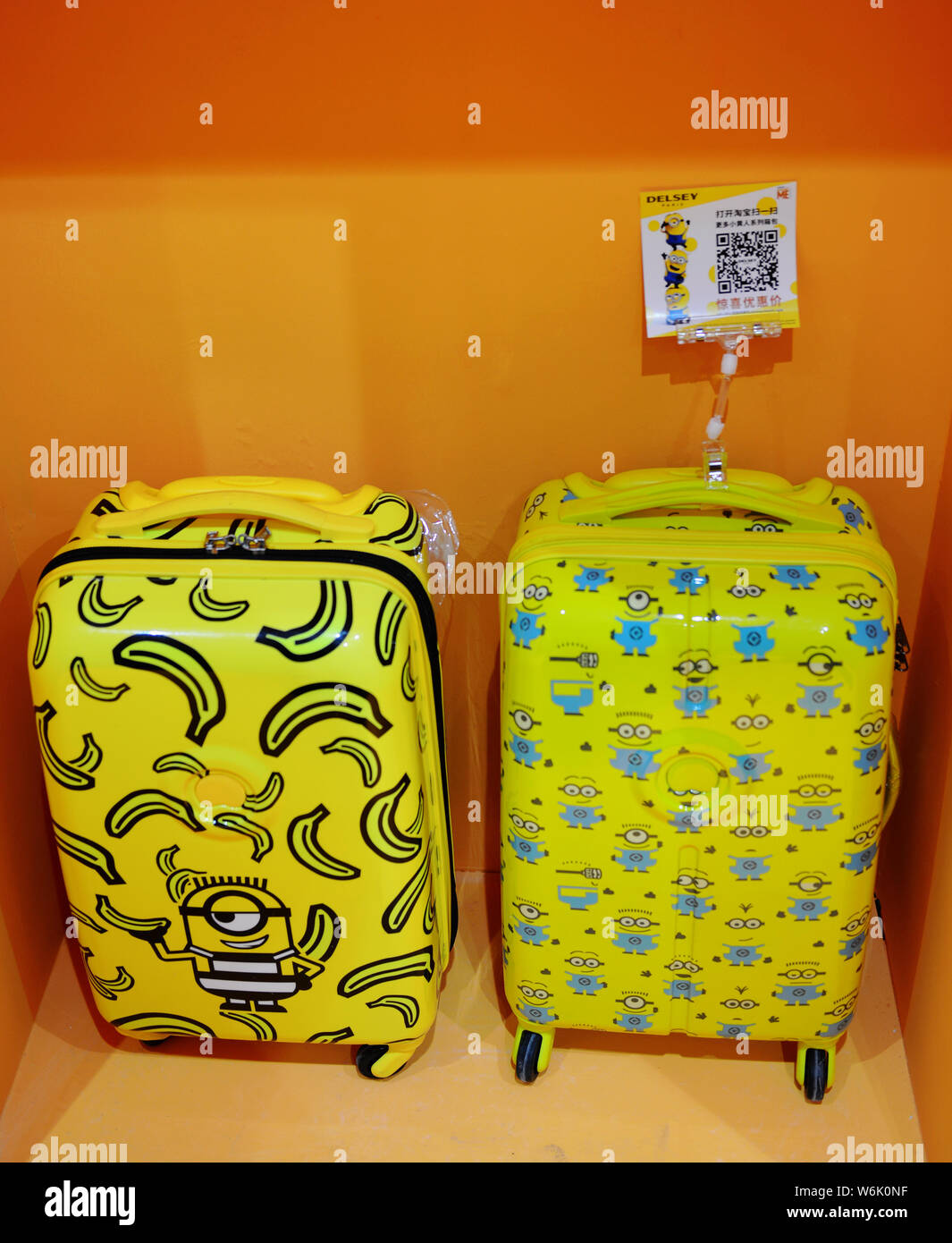 Two luggage carriers are on display at the Minion-themed pop-up store in  Nanjing city, east China's Jiangsu province, 7 February 2018. A pop-up stor  Stock Photo - Alamy