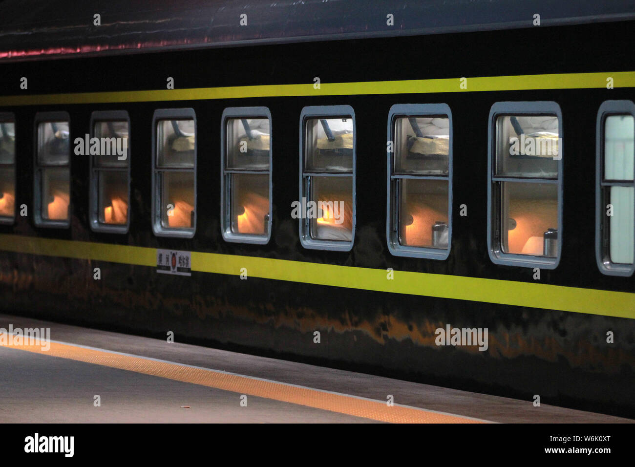 Berths are pictured in a train during the travel for the upcoming ...