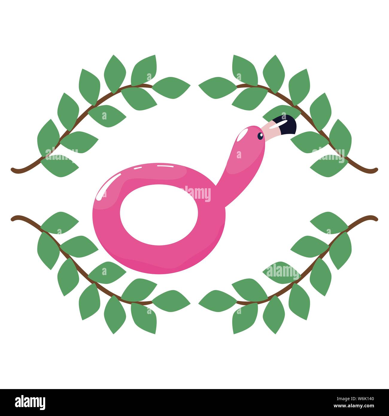 flamingo float summer time vacation flat design vector illustration ...