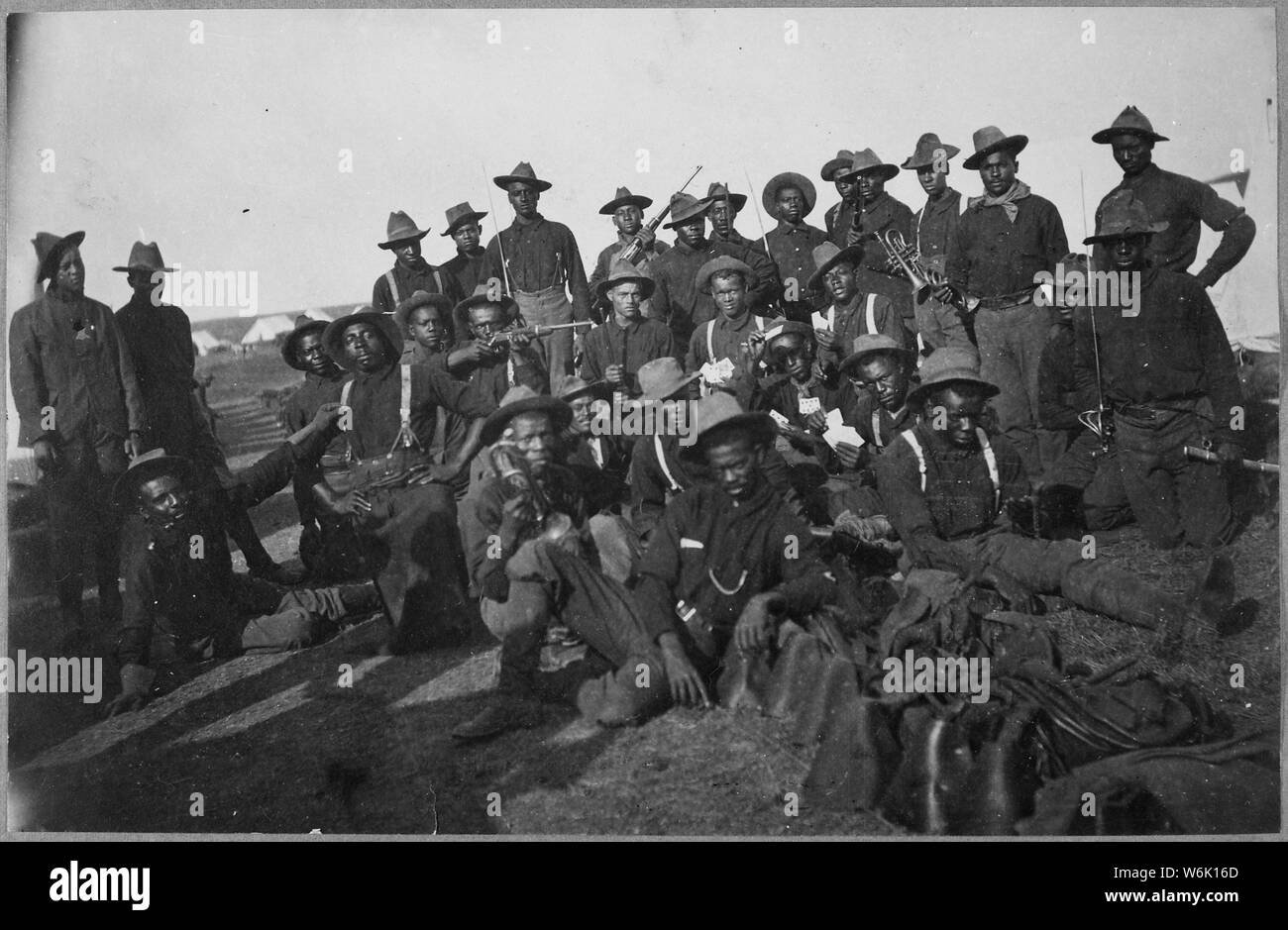 Photograph of a Group of African-American Soldiers at Camp Wikoff, New York, ca. 1898 Stock Photo
