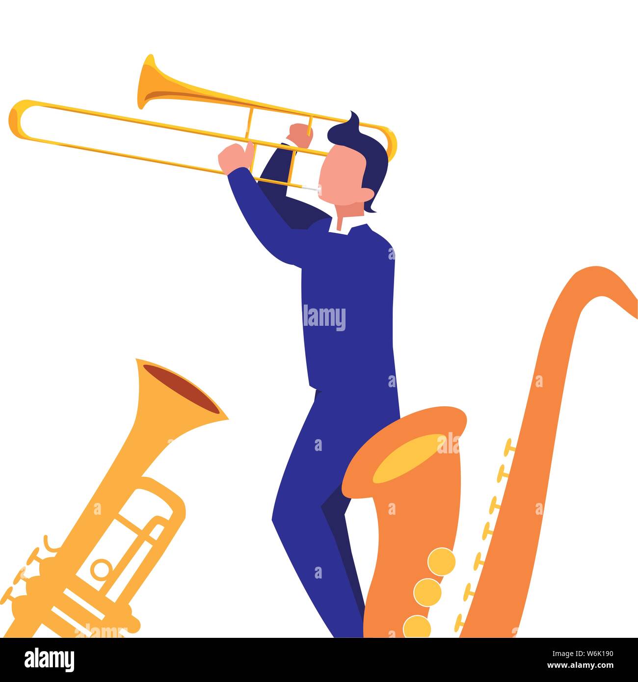 musician man playing instruments music vector illustration Stock Vector ...