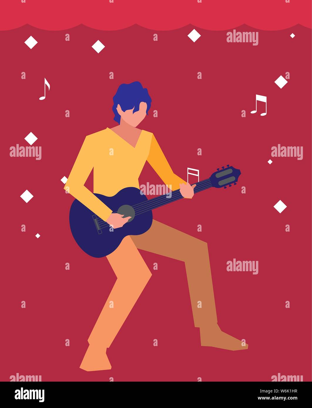 musician man classic guitar playing vector illustration Stock Vector ...