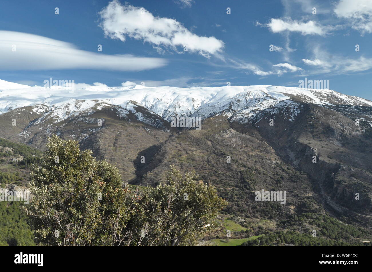 Sierra Nevada mountains in southern Spain, near Pradollano. Snow-capped