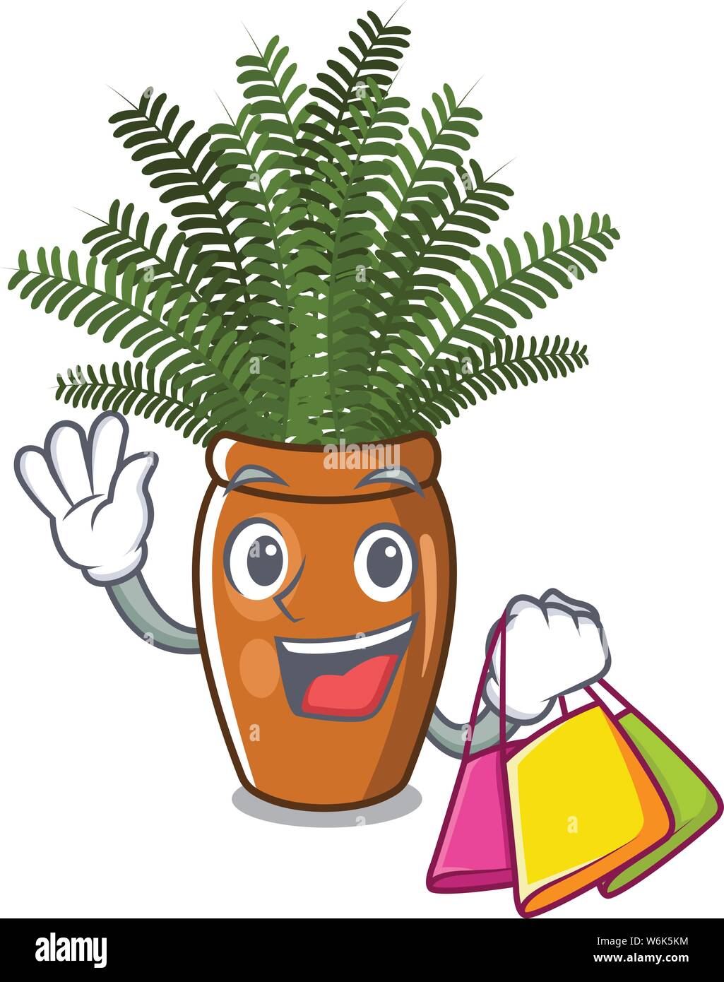 Shopping boston fern isolated with the character Stock Vector