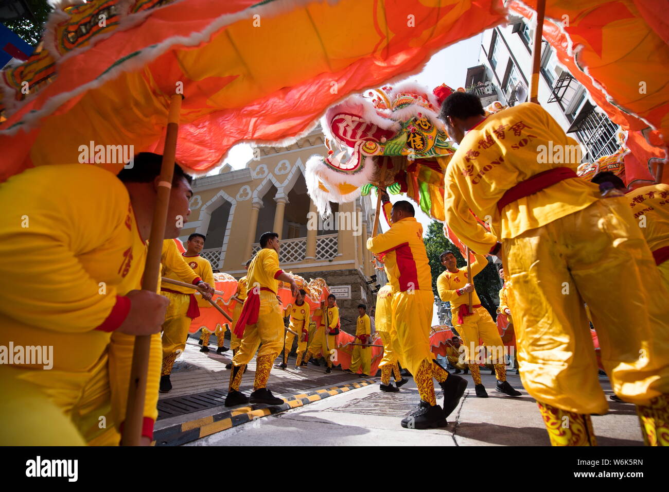 Entertainers perform dragon and lion dance to celebrate the Chinese ...