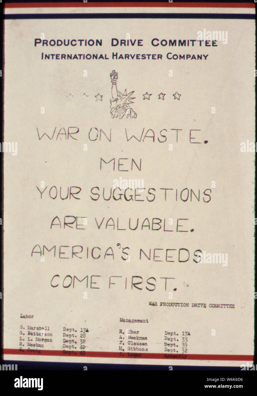 Production Drive Committee. International Harvester Company Stock Photo