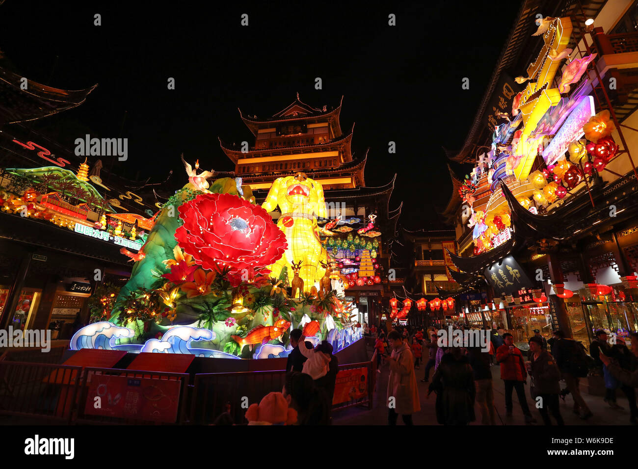 People view lanterns during a lantern fair at Yuyuan Garden in Shanghai ...