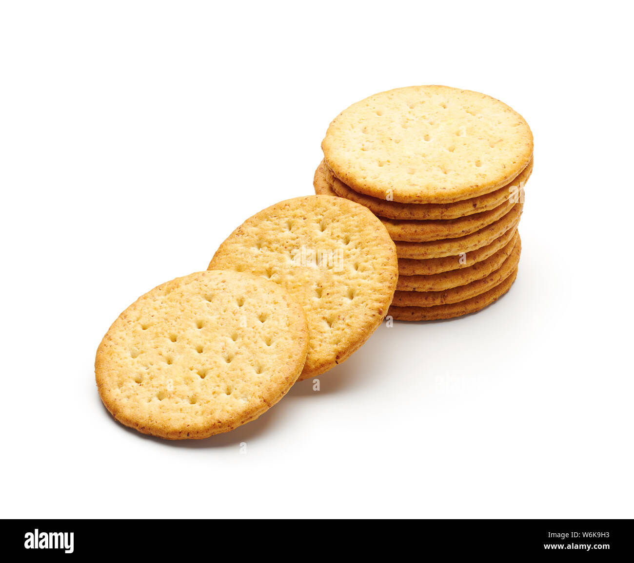 Round wheat crackers isolated on white background Stock Photo Alamy