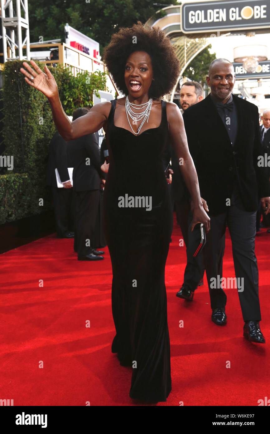 American actress Viola Davis arrives on the red carpet for the 75th Golden  Globe Awards in Los Angeles, California, U.S., 7 January 2018 Stock Photo -  Alamy