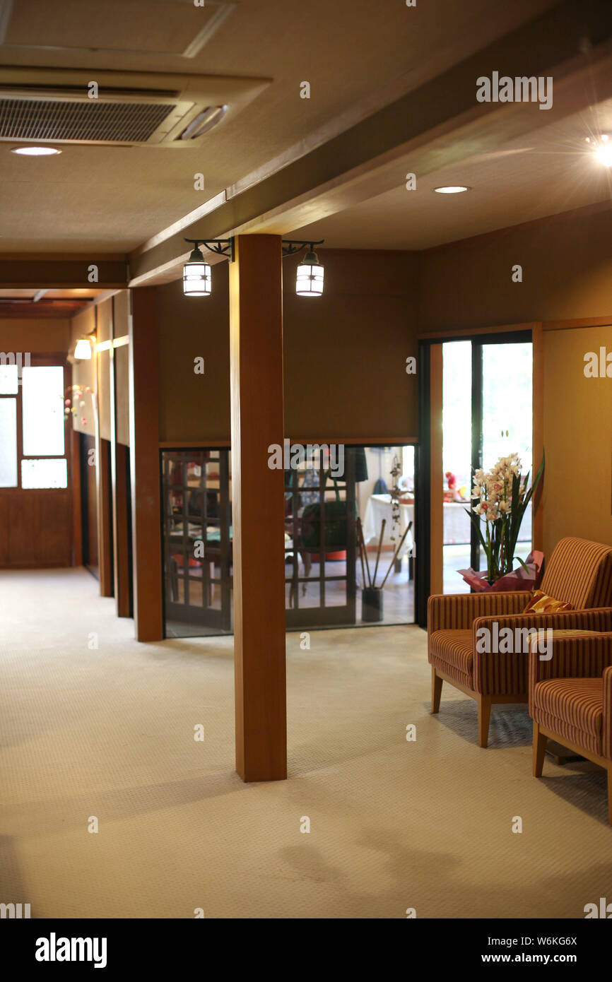 View of Japanese Cultural Heritage Ochiairo Murakami hotel in Izu, Japan, 3 February 2017.   Registered as a tangible cultural property, Ochiairo Mura Stock Photo