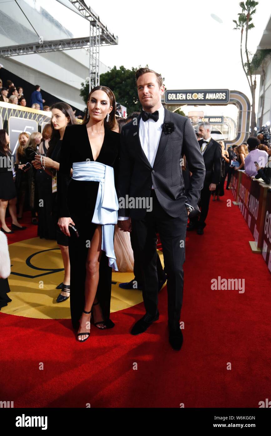 American actor Armie Hammer, right, and his wife Elizabeth Chambers