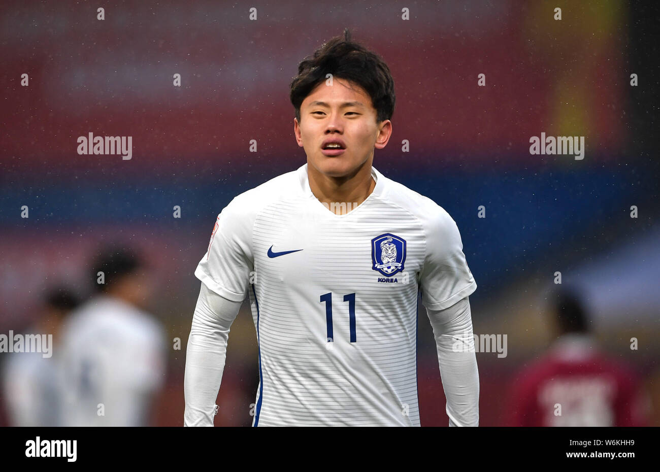 Cho Youngwook of South Korea is pictured as he competes against Qatar