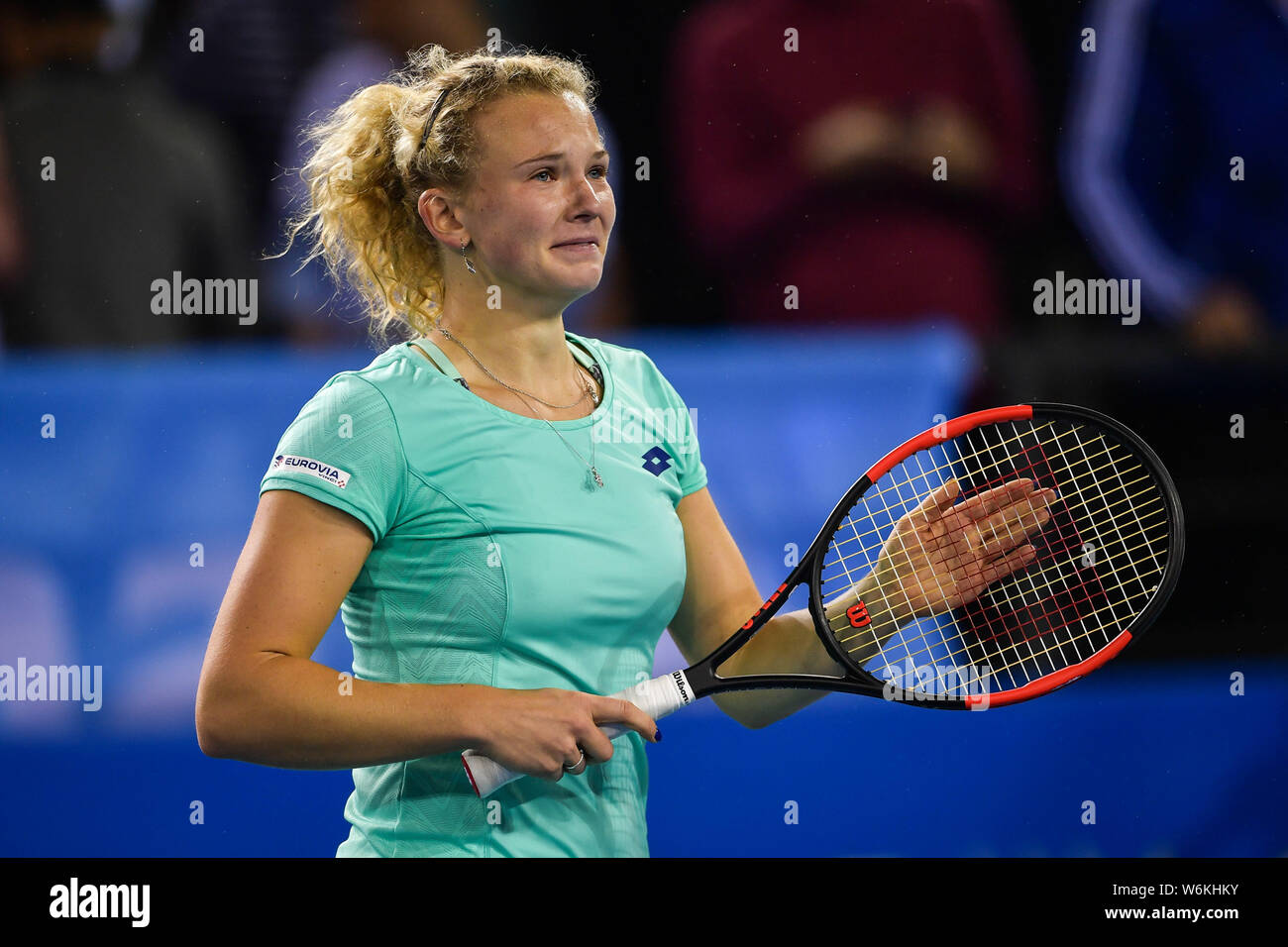 Katerina Siniakova of Czech Republic reacts after ...