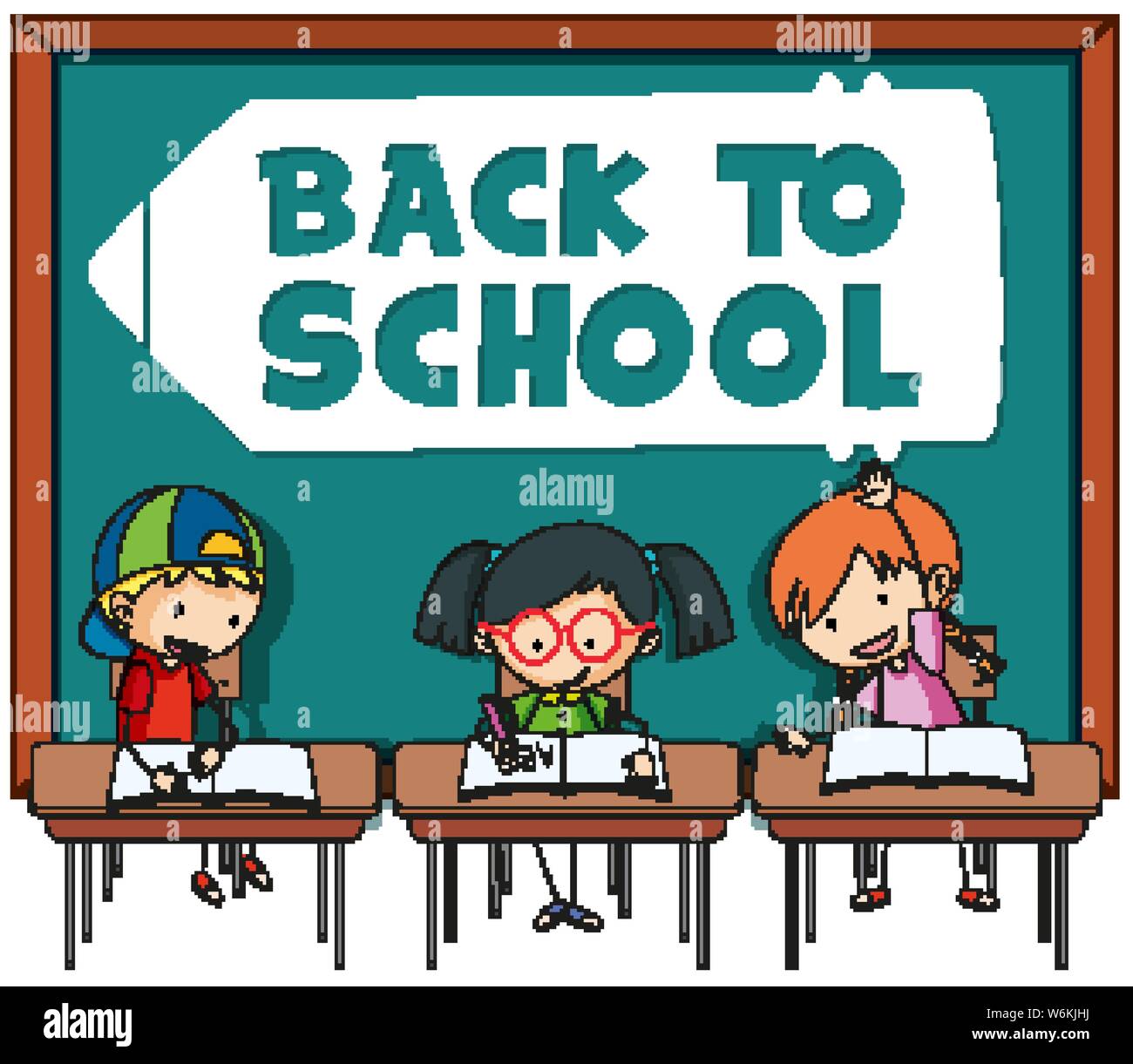 Back to school template with student illustration Stock Vector Image ...