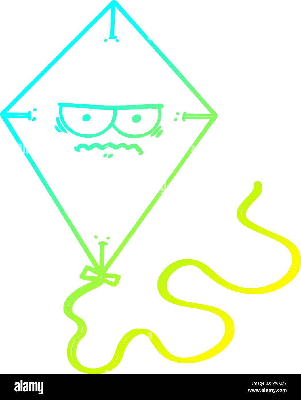 Cold Gradient Line Drawing Of A Cartoon Angry Kite Stock Vector Image Art Alamy