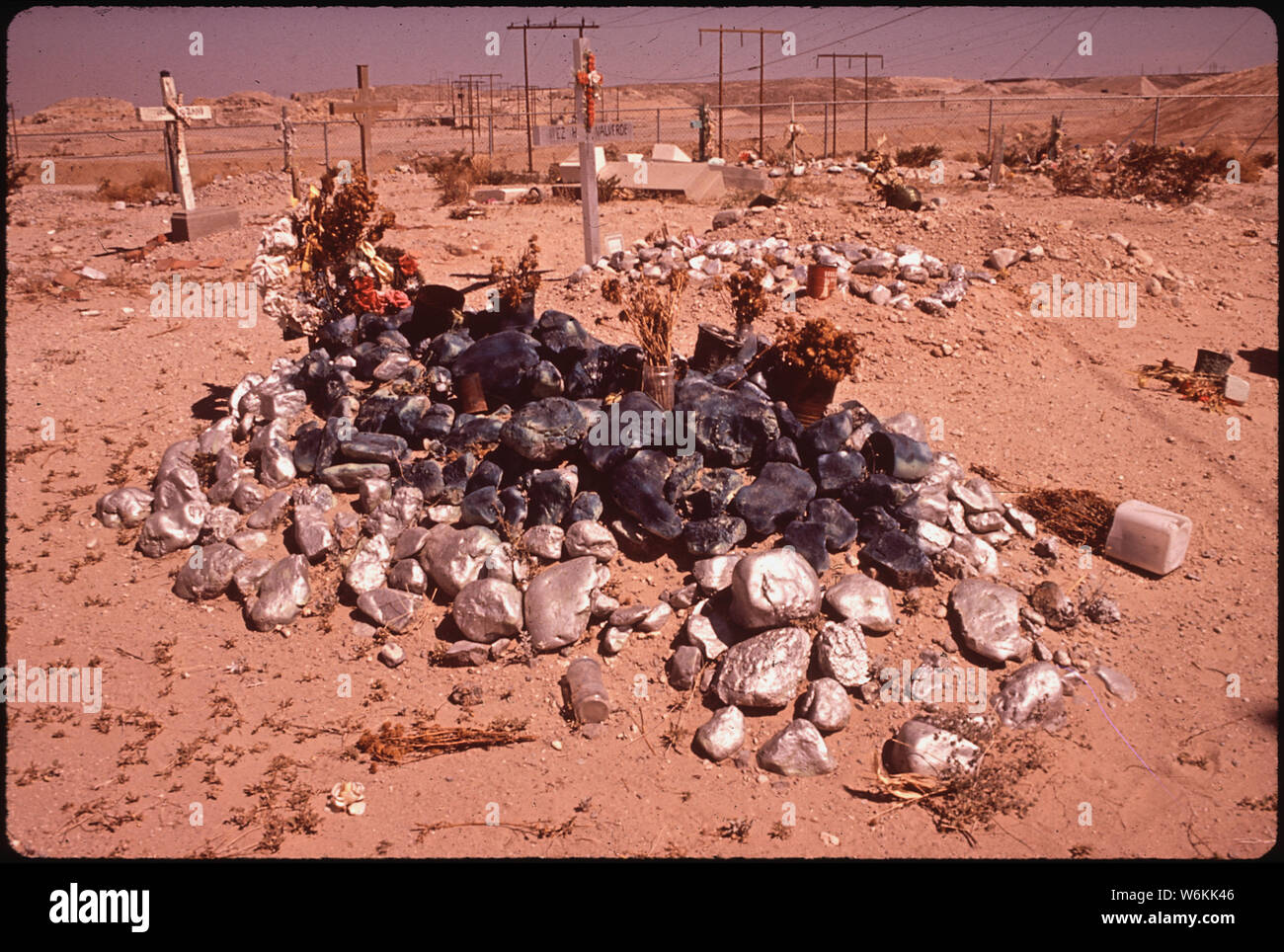 SMELTER CEMETERY, WHERE EMPLOYEES OF ASARCO SMELTER WORKS CAN BE BURIED Stock Photo