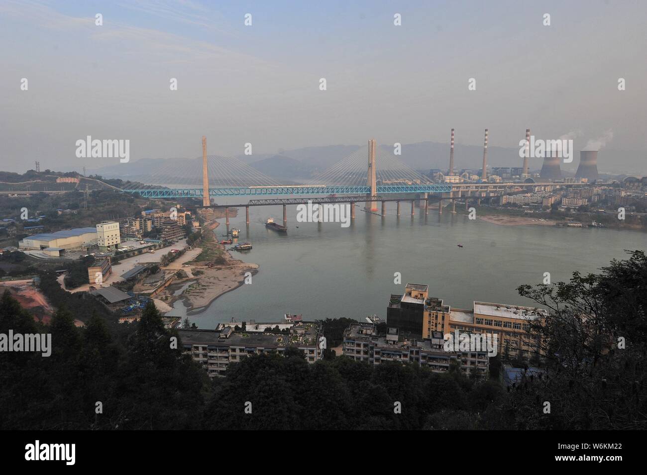 The double decker steel truss cable stay railway bridge, the newly