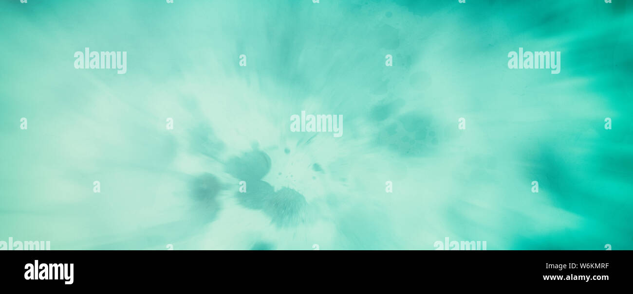 Abstract blue green background with paint spatter and color splash design, elegant zoom blur texture Stock Photo