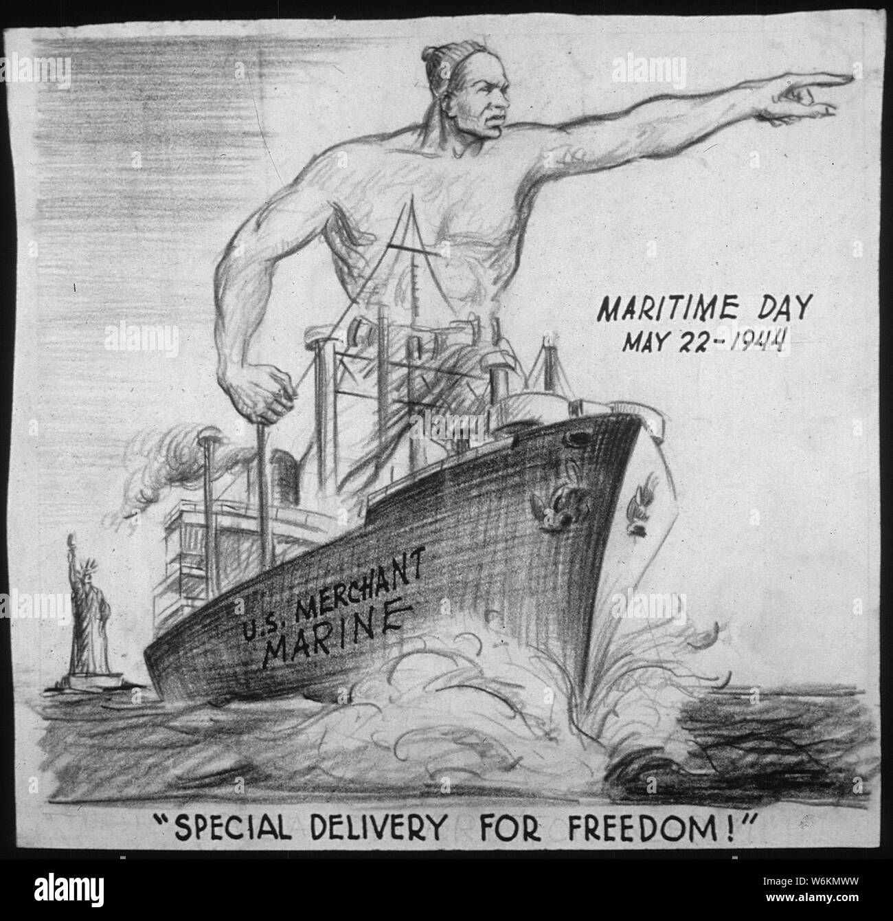 SPECIAL DELIVERY FOR FREEDOM!; Scope and content:  Commemoration of the U. S. Merchant Marine. Stock Photo