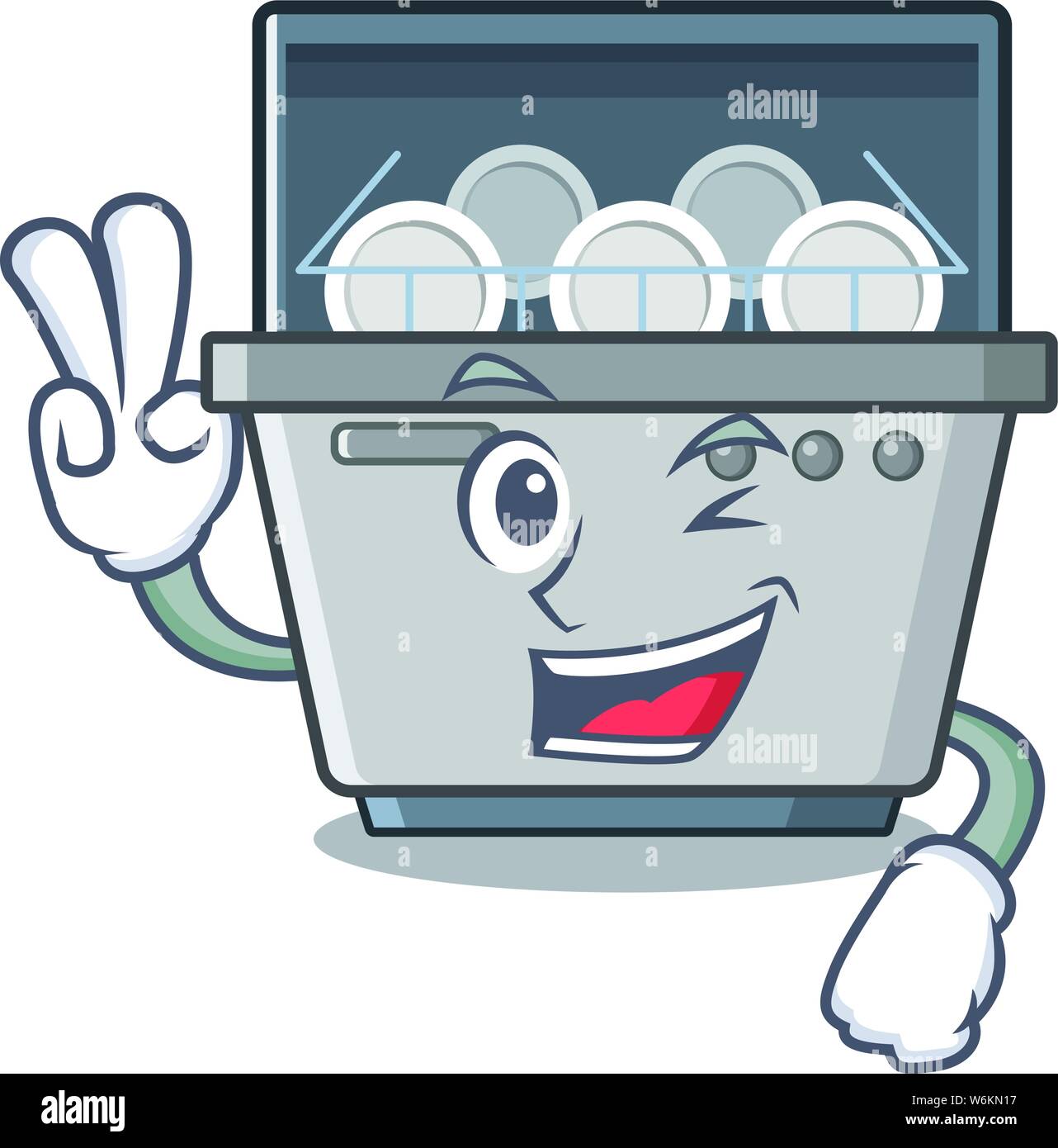 Two finger dishwasher machine isolated in the cartoon Stock Vector