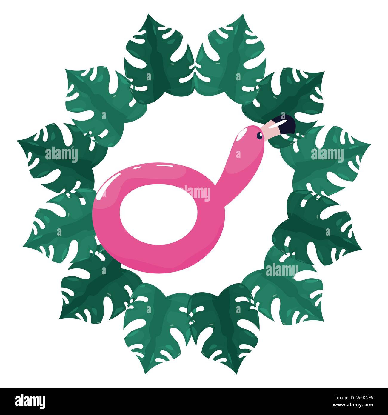 flamingo float summer time vacation flat design vector illustration ...
