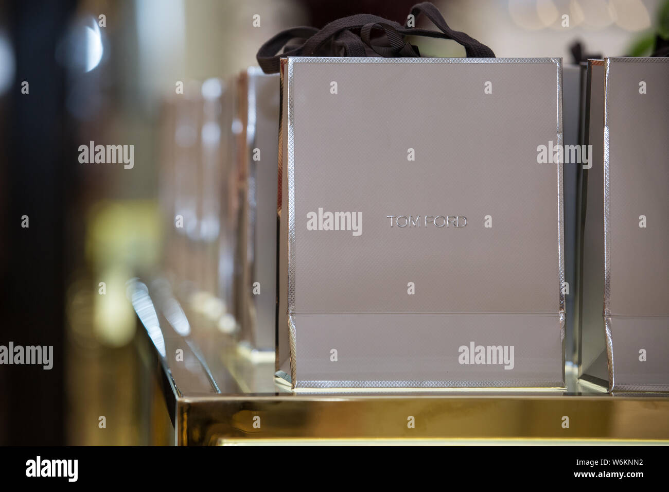 Tom Ford shopping bags at a luxury store, Melbourne, Australia Stock Photo