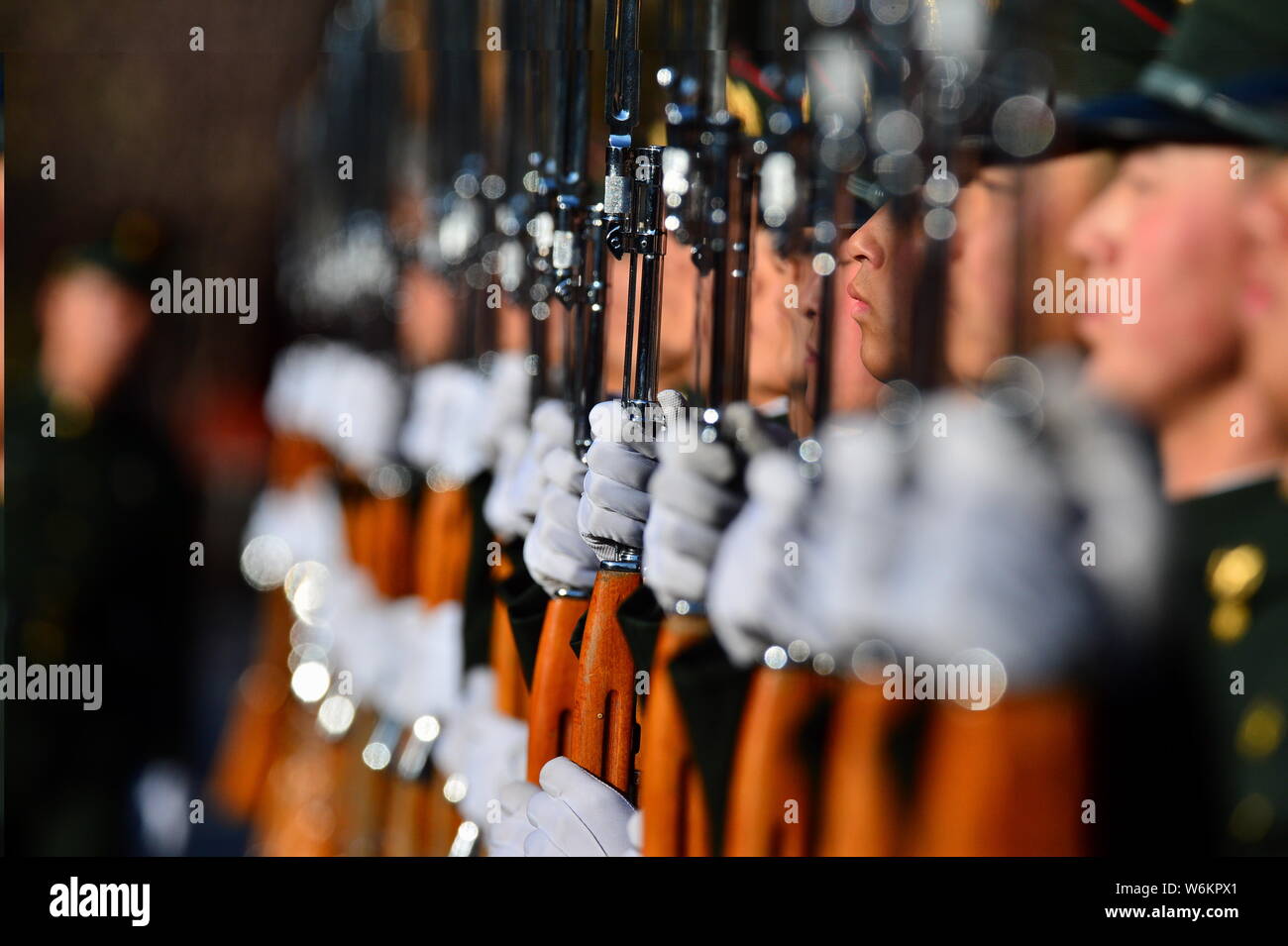 The Guard of Honor of the Chinese People's Liberation Army (PLA) take ...