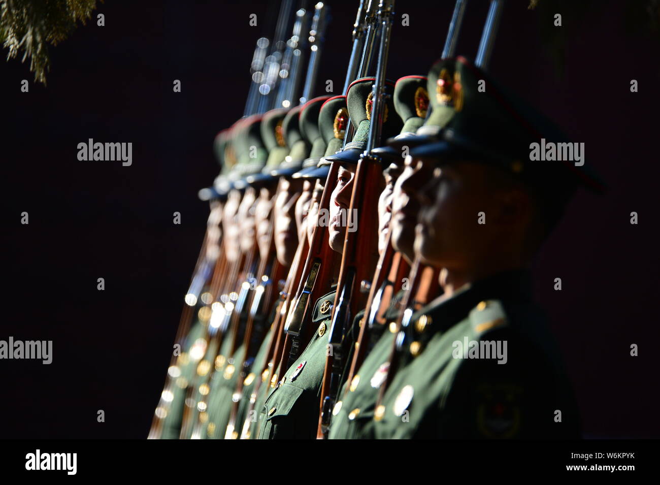The Guard of Honor of the Chinese People's Liberation Army (PLA) take ...