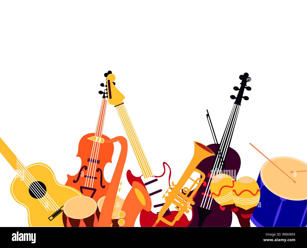 orchesta musical instruments objects design white background vector  illustration Stock Vector Image & Art - Alamy