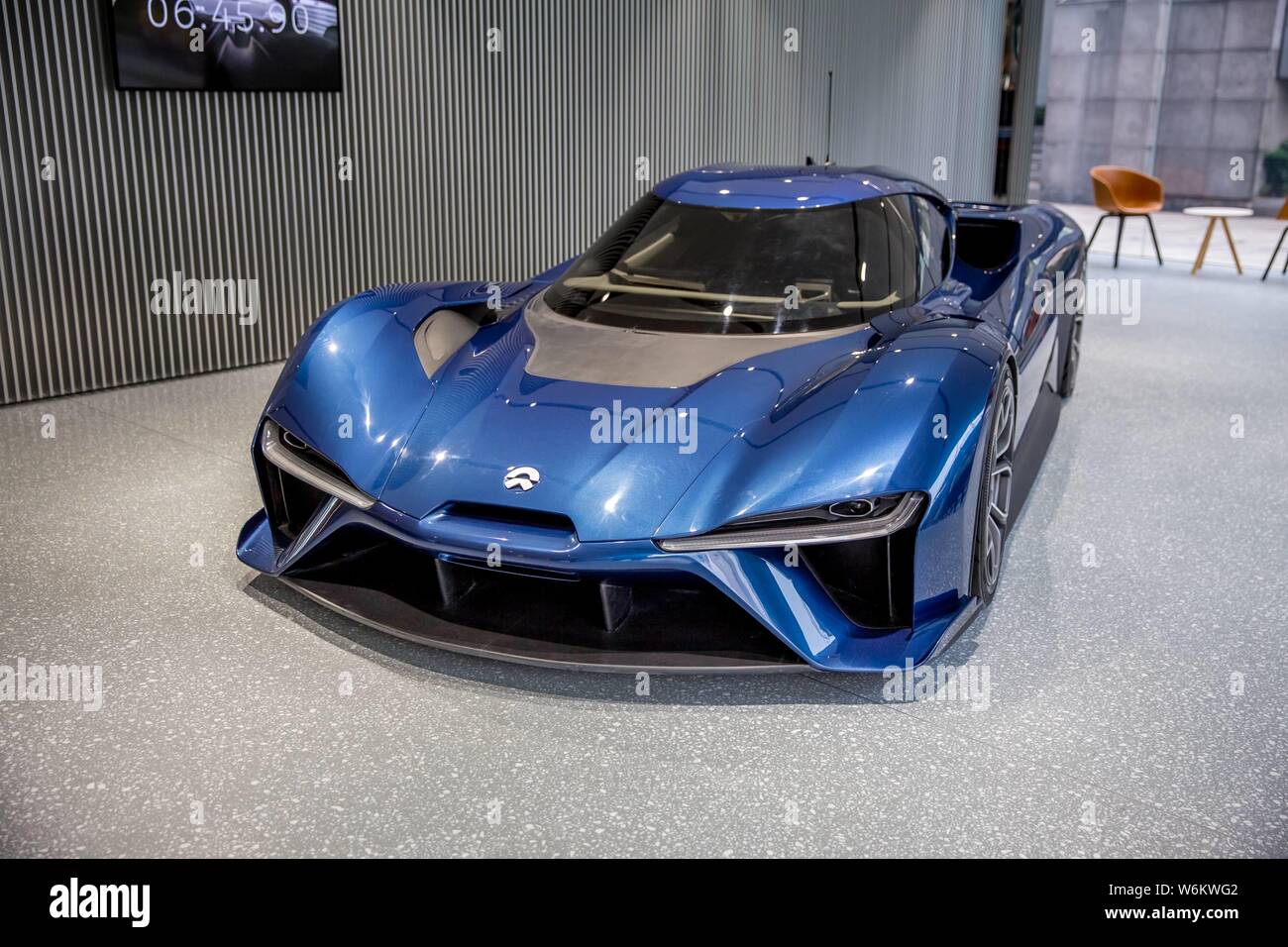 A NIO EP9 NextEV sports car is on display in the fourth Nio's user center, NIO House, in Guangzhou city, south China's Guangdong province, 23 January Stock Photo