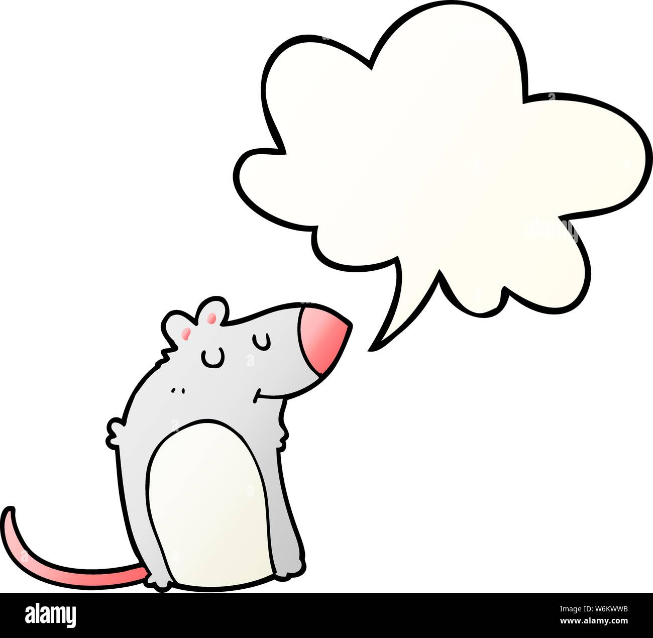 cartoon fat rat with speech bubble in smooth gradient style Stock Vector