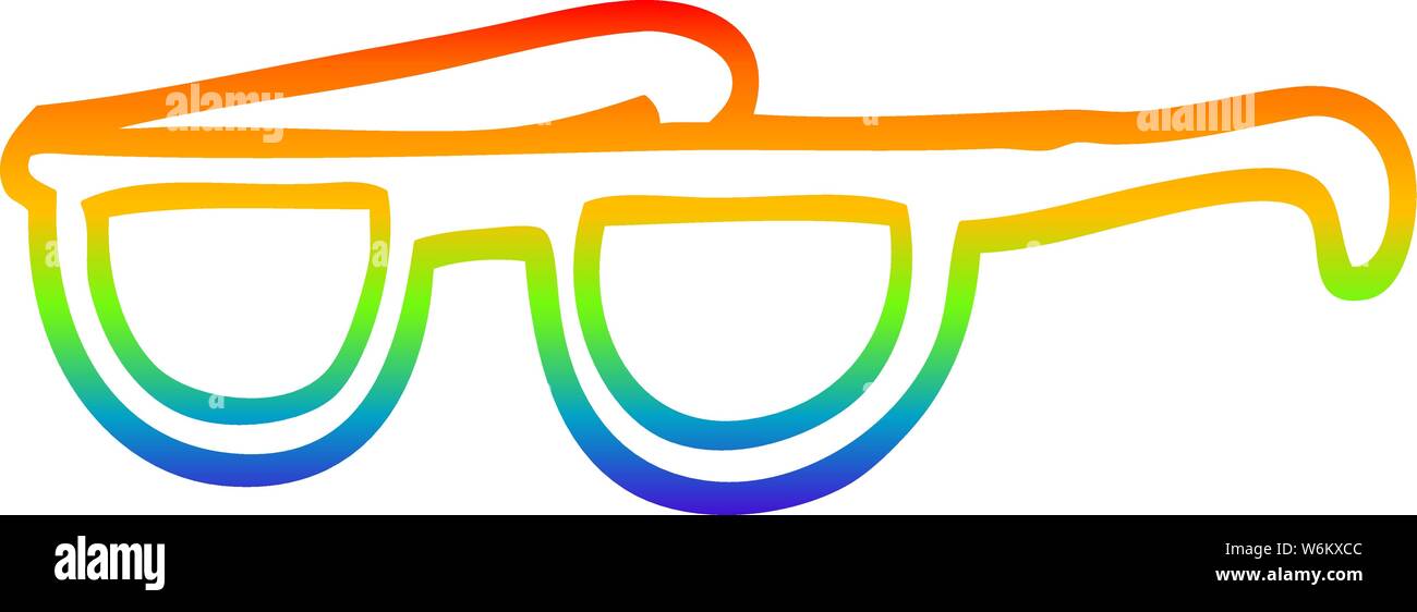 Rainbow Gradient Line Drawing Of A Cartoon Cool Sunglasses Stock Vector Image Art Alamy alamy