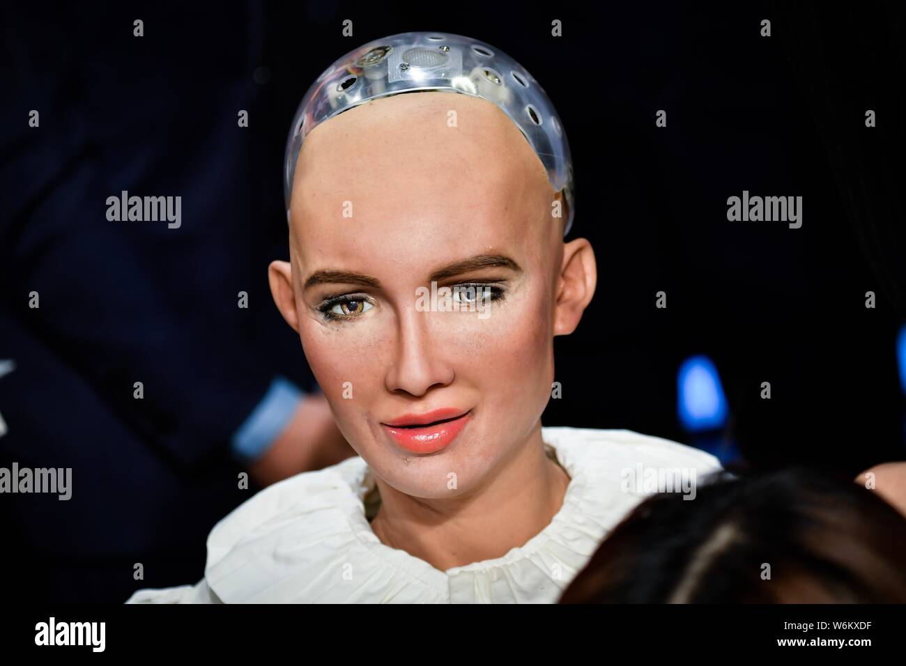 Humanoid robot Sophia created by Hanson Robotics and granted citizenship by  Saudi Arabia, takes part in the filming session of a CCTV (China Central T  Stock Photo - Alamy