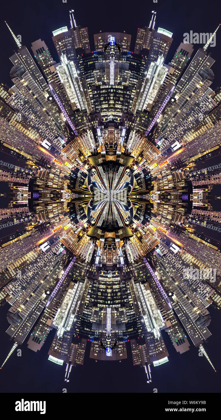 Vertical San Francisco city at night into a radial shape Stock Photo ...